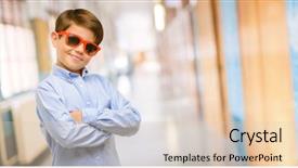  Presentation with eyes - Beautiful theme featuring smile laughing at school corridor backdrop and a lemonade colored foreground