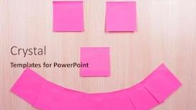  Presentation with note - Cool new slide set with smile-made-of-adhesive-note backdrop and a lemonade colored foreground