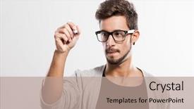  Presentation with young man wearing a hat - Slide deck featuring smile marketing - portrait of a handsome young background and a coral colored foreground