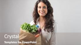  Presentation with food chaat - Beautiful theme featuring smile marketing - smiling woman holding a bag backdrop and a  colored foreground