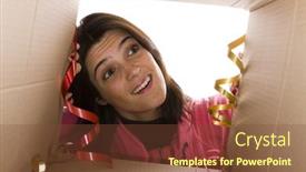  Presentation with smile focus - Audience pleasing PPT theme consisting of smile-of-a-surprised-woman backdrop and a  colored foreground