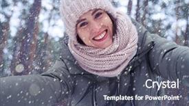  Presentation with low angle view of hockey - Theme consisting of smile of happy woman bent background and a dark gray colored foreground