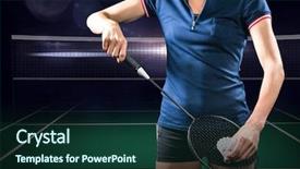  Presentation with badminton - Audience pleasing presentation theme consisting of smile olympics - badminton player holding a racket backdrop and a tawny brown colored foreground