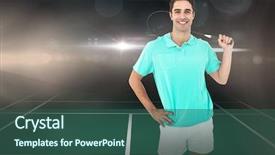  Presentation with badminton - Colorful PPT theme enhanced with smile olympics - composite image of badminton player backdrop and a ocean colored foreground