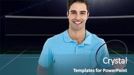  Presentation with badminton - Presentation having smile olympics - composite image of badminton player background and a teal colored foreground