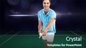  Presentation with badminton - Slides consisting of smile olympics - composite image of badminton player background and a ocean colored foreground