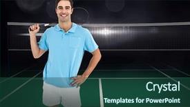  Presentation with badminton - Theme featuring smile olympics - composite image of badminton player background and a ocean colored foreground