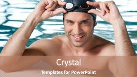  Presentation with swimmingpool - Presentation theme enhanced with smile olympics - happy smiling athletic swimmer wearing background and a coral colored foreground