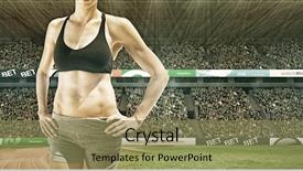  Presentation with stadium - Theme featuring smile olympics - portrait of sportswoman is posing background and a  colored foreground