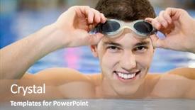  Presentation with adventure sports man - Cool new slides with smile olympics - sporty muscular man standing backdrop and a coral colored foreground