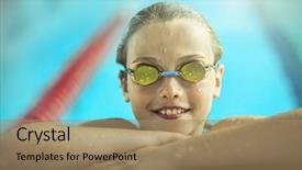  Presentation with child malnourished - Theme enhanced with smile olympics - swimmer child portrait of swimming background and a coral colored foreground