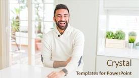  Presentation with cheerful - Audience pleasing PPT theme consisting of smile on face showing teeth backdrop and a  colored foreground