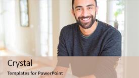  Presentation with cheerful - Presentation design featuring smile on face showing teeth background and a  colored foreground