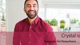  Presentation with face expression recognition - Slide deck with smile on face showing teeth background and a  colored foreground