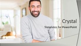  Presentation with face expression recognition - Presentation featuring smile on face showing teeth background and a  colored foreground