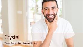  Presentation with gold man smile - PPT theme with smile on face showing teeth background and a  colored foreground