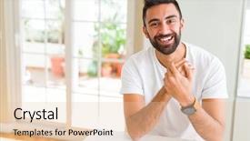  Presentation with gold man smile - Colorful slides enhanced with smile on face showing teeth backdrop and a  colored foreground