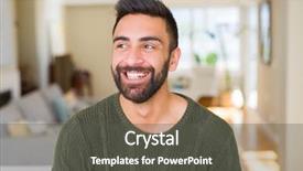  Presentation with cheerful - Amazing presentation theme having smile on face showing teeth backdrop and a dark gray colored foreground