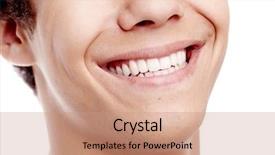  Presentation with young - Slide set having perfect healthy white teeth background and a coral colored foreground