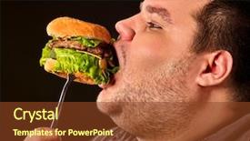  Presentation with obesity food - Slides featuring smile overweight person who crazy background and a  colored foreground