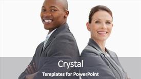  Presentation with young business woman smile show - Beautiful presentation theme featuring smile professional life - business man and woman are backdrop and a dark gray colored foreground