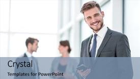  Presentation with wireless charging mobiles smartphone - Amazing presentation having smile professional life - smiling businessman with smartphone backdrop and a seafoam green colored foreground