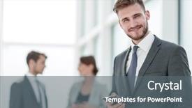  Presentation with smartphone - PPT layouts with smile professional life - smiling businessman with smartphone background and a gray colored foreground