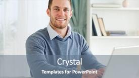  Presentation with home office - Beautiful theme featuring smile professional life - smiling young businessman with laptop backdrop and a ocean colored foreground