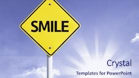  Presentation with highway road sign - Cool new presentation theme with smile road sign with sun backdrop and a sky blue colored foreground