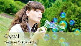  Presentation with soap - Beautiful presentation featuring smile teen with soap bubbles backdrop and a yellow colored foreground