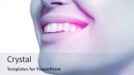  Presentation with teeth whitening - Colorful slide deck enhanced with smile teeth health whitening prosthetics backdrop and a light blue colored foreground