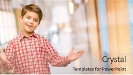  Presentation with child eye - Presentation consisting of smile welcome gesture at school background and a lemonade colored foreground
