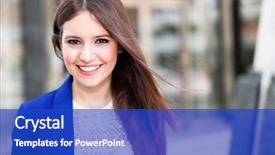  Presentation with young business woman smile show - Colorful theme enhanced with smiles - portrait of a smiling business backdrop and a cobalt blue colored foreground