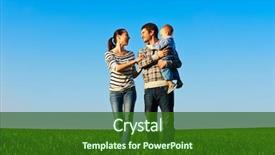  Presentation with holding hands family walking - Cool new presentation theme with smiley and cheerful family walking backdrop and a forest green colored foreground