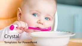  Presentation with baby girl - Colorful PPT theme enhanced with smiley baby girl is holding backdrop and a lemonade colored foreground