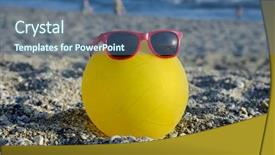  Presentation with beach ball sand dunes - Presentation theme consisting of smiley balls - ball in sunglasses on summer background and a ocean colored foreground