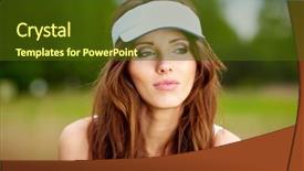  Presentation with golf player playing - PPT layouts having smiley balls - beautiful female golf player background and a  colored foreground