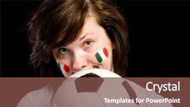  Presentation with female soccer - Amazing PPT theme having smiley balls - female soccer fan holds soccer backdrop and a tawny brown colored foreground