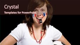  Presentation with whistle - PPT layouts enhanced with smiley balls - french female football supporter background and a wine colored foreground