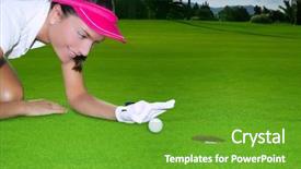  Presentation with rustic wedding green gold - Amazing PPT theme having smiley balls - golf green hole course woman backdrop and a tawny brown colored foreground