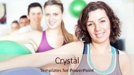  Presentation with gym ball - Presentation consisting of smiley balls - group of people holding pilates background and a lemonade colored foreground