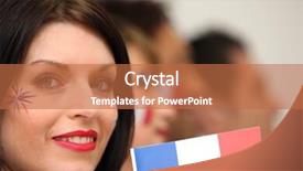  Presentation with football playbook - Colorful slide deck enhanced with smiley balls - row of french football supporters backdrop and a red colored foreground