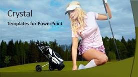  Presentation with golf course - Audience pleasing presentation theme consisting of smiley balls - woman placing a golf ball backdrop and a  colored foreground