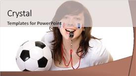  Presentation with team - PPT theme with smiley balls - young female french team fan background and a lemonade colored foreground