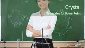  Presentation with chemistry - Slide deck enhanced with smiley chemistry teacher surrounded background and a  colored foreground