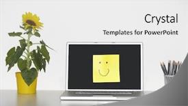  Presentation with pencils - Theme enhanced with smiley face on laptop screen background and a white colored foreground