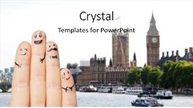  Presentation with family tourism - Slides featuring smiley faces over london background and a cream colored foreground