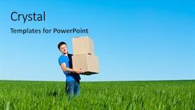  Presentation with blue - Slides enhanced with smiley man in blue t background and a  colored foreground