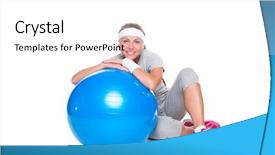  Presentation with smiling paramedic sitting in ambulance - Slide deck with smiley sportswoman resting after training background and a  colored foreground