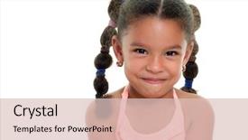  Presentation with smiling little girl - Colorful PPT theme enhanced with smiling - isolated on a white backdrop and a lemonade colored foreground